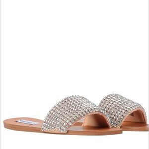 Steve Madden Silver Rhinestone Slide Sandals